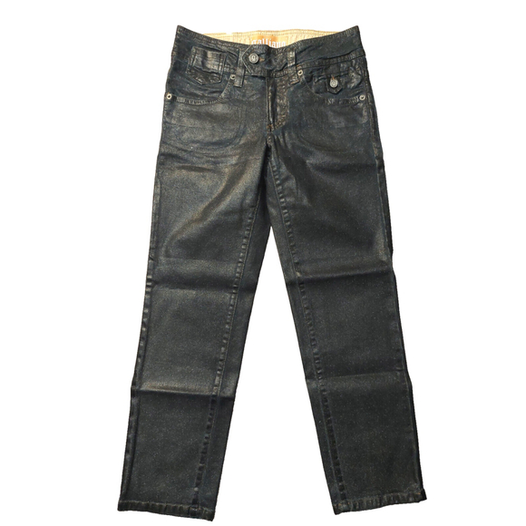 John Galliano Embossed G Midnight Blue Coated Cotton Sparkle Cropped Jeans Sz 29 - Picture 6 of 16